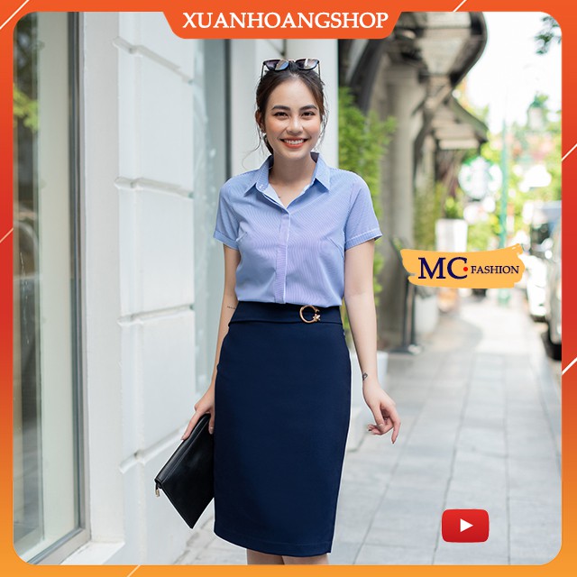 Chân Váy Công Sở Nữ Đẹp Dáng Bút Chì Dài Qua Gối Màu Xanh Đen Tím Than Mc Fashion Cv0371 | BigBuy360 - bigbuy360.vn