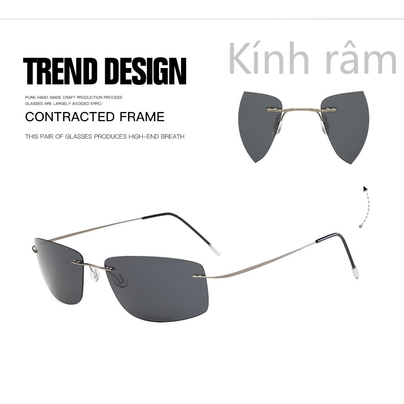 Kính mát gọng mỏng có tròn phân cực cho nam