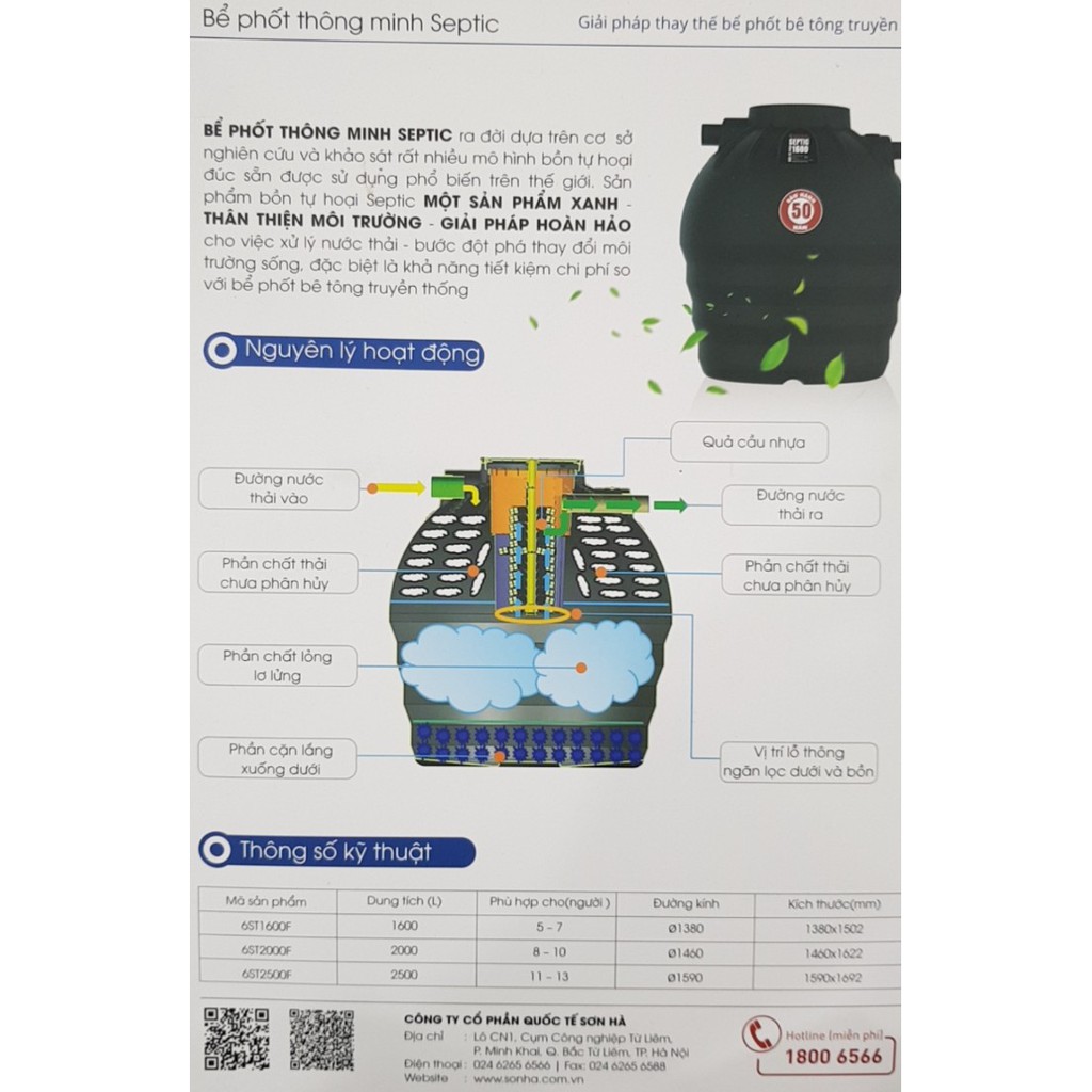 Bồn tự hoại Septic Sơn Hà Alpha 1000 lít
