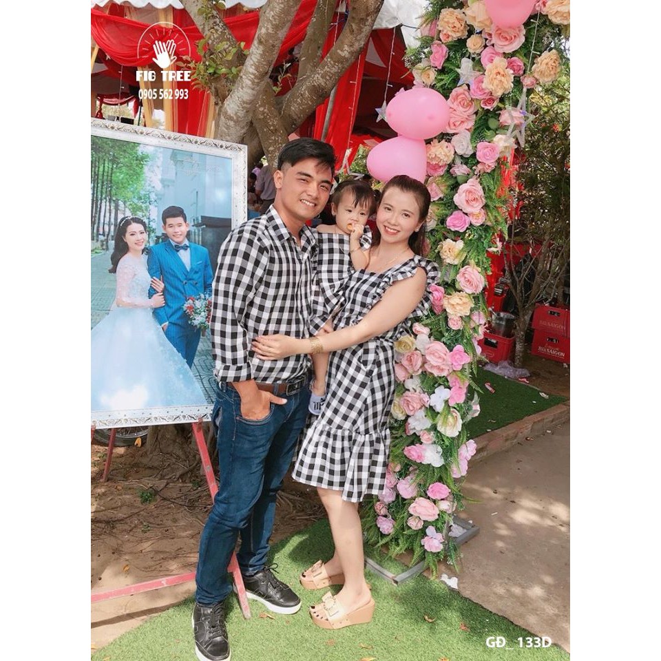 Combo Sơ Mi Gia Đình FIGTREE Caro Đen Mã 133D Siêu Dễ Thương