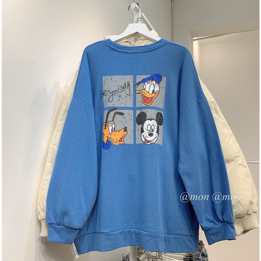 2012067 Áo pull dài tay - áo cotton dày tay phù hợp mặc mùa thu đông - freesize hình mickey