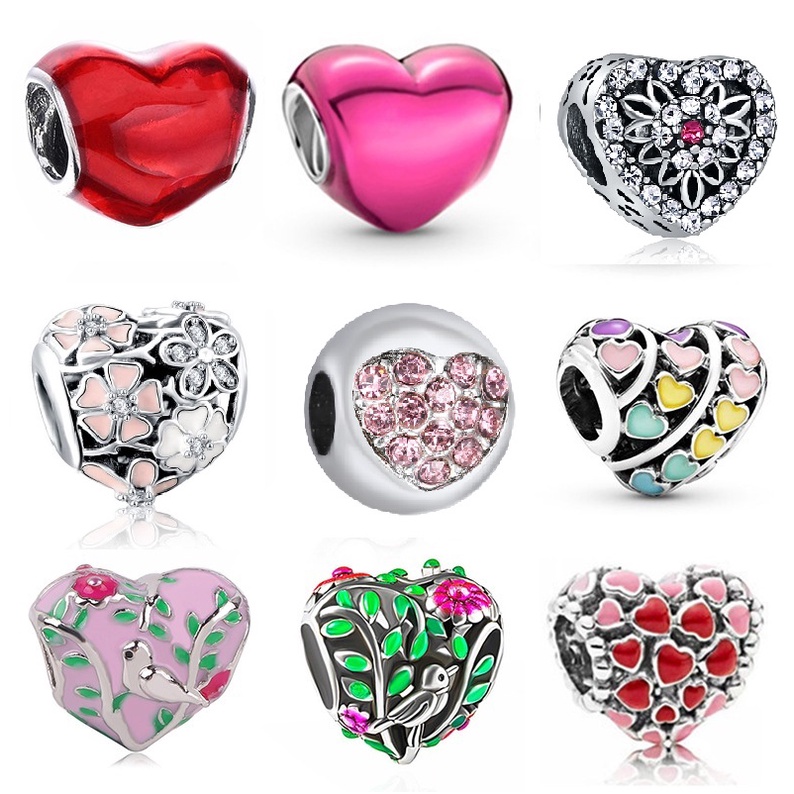 Charm trái tim màu hồng đỏ cưng xỉu