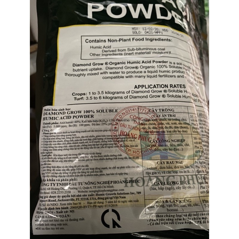 Humic Acid Powder Nhập Khẩu Mỹ Túi 1kg