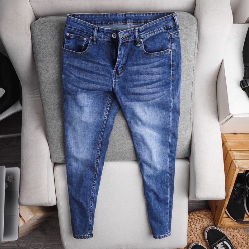 Quần jean nam cao cấp hàng vnxk slimfit màu xanh dương co giãn ôm nhẹ