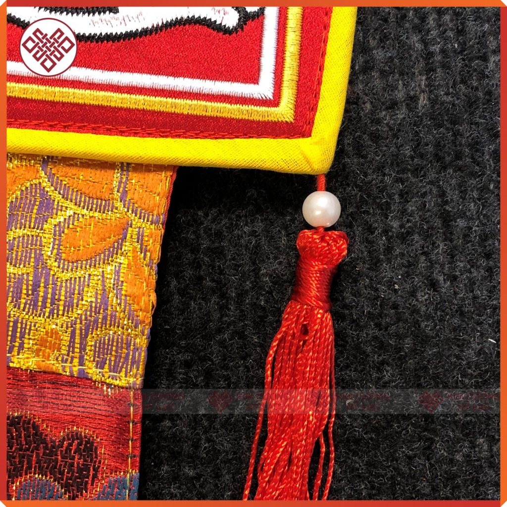 Phướn Bát Cát Tường  Mật Tông [Kim Cương Hỷ Lạc] 150x25cm Gấm Lụa