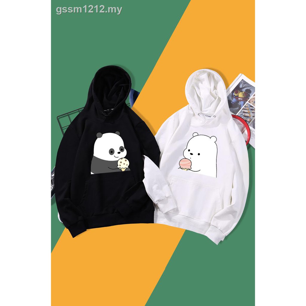 We Bare Bear Áo Hoodie Dáng Rộng In Hình Gấu Dễ Thương Thời Trang Xuân Thu Cho Cặp Đôi