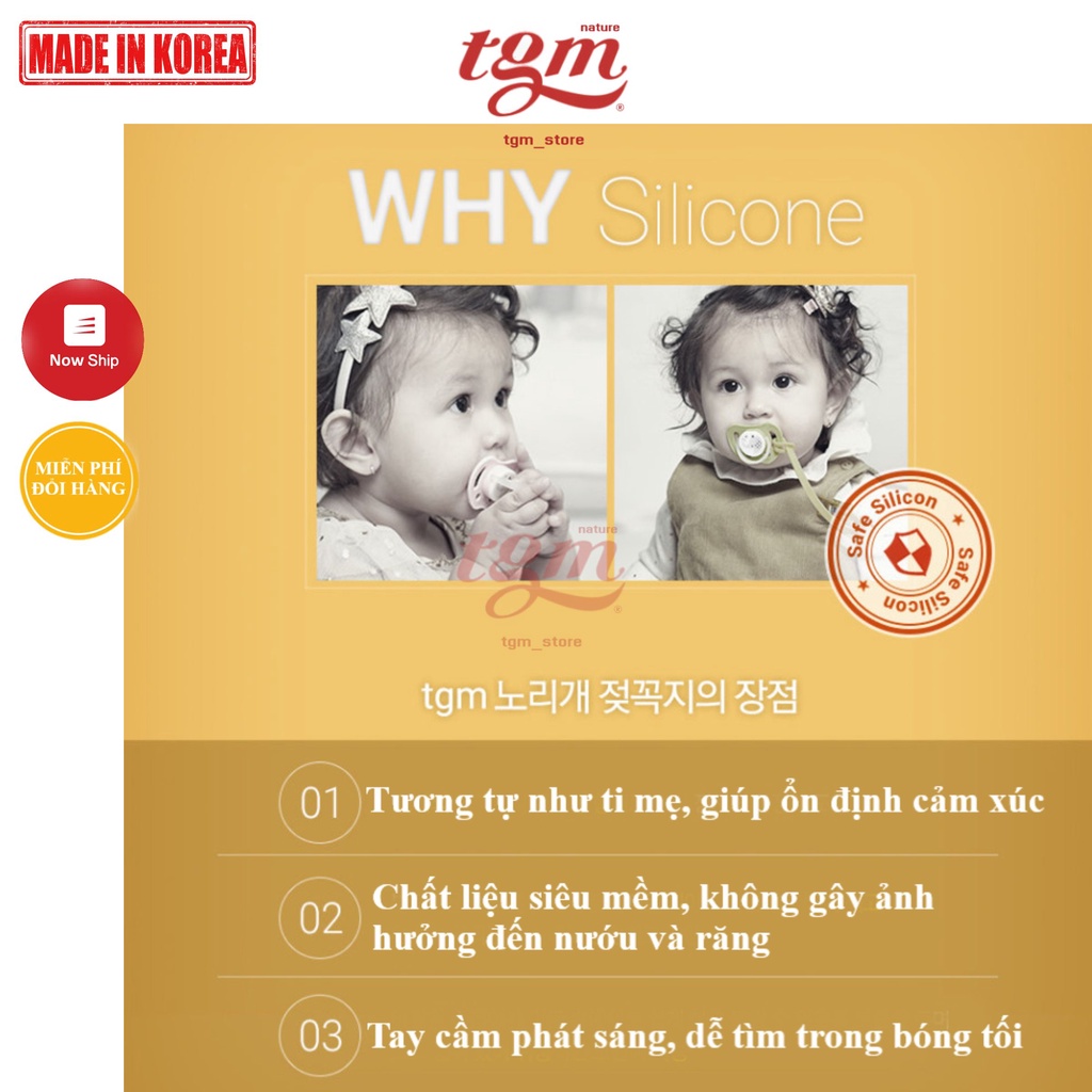 Ti giả silicone siêu mềm, tay cầm phát sáng TGM Nature Made in Korea