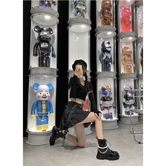 SẴN LẺ SIZE, IB SHOP  _ Giày Martin , giày boots đế cao 2 màu phong cách Hàn l