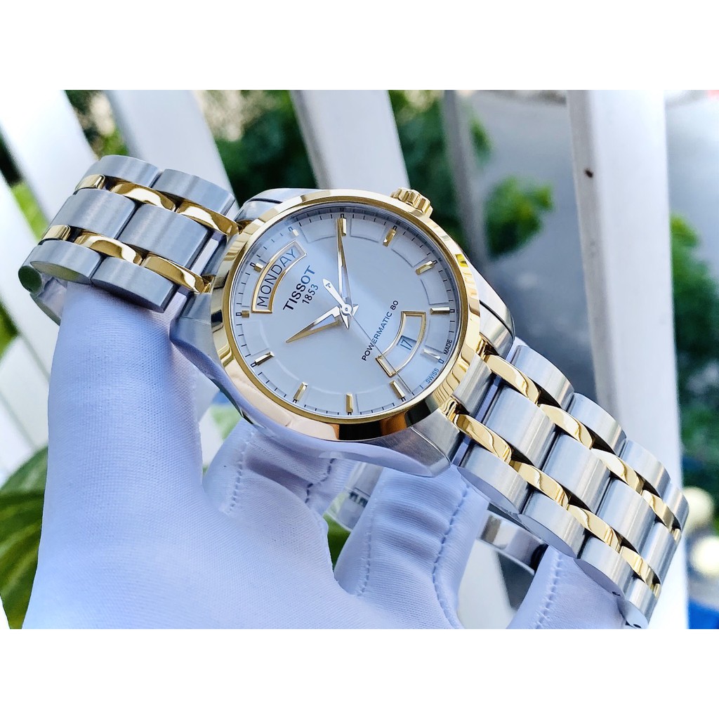 Đồng hồ nam chính hãng Tissot Couturier Day Date Demi Stainless Steel T035.407.22.011.01 - Máy cơ - Kính sapphire