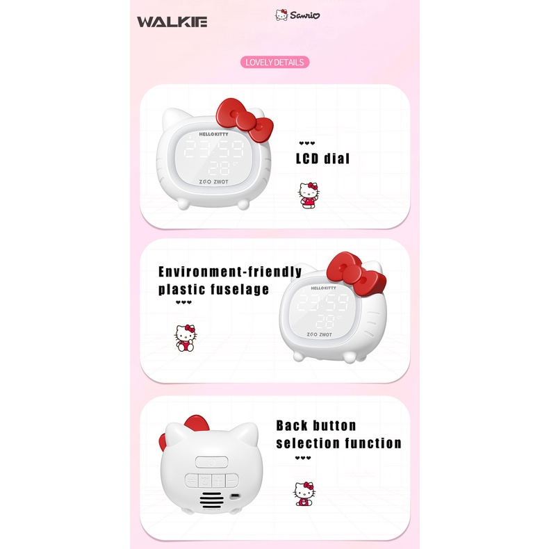 SANRIO Đồng Hồ Báo Thức Thông Minh Kết Nối Bluetooth Hình Mèo Kitty Có Đèn Led Đa Năng