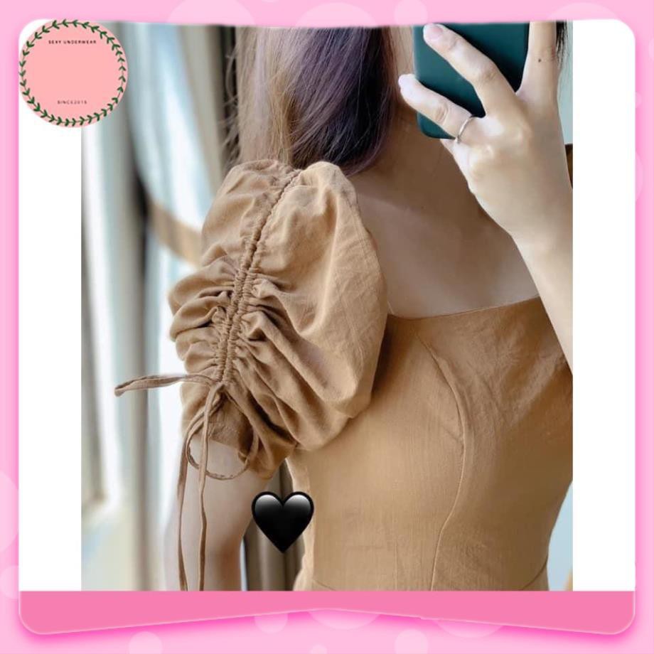 Đầm Nữ, Đầm dự tiệc cổ vuông tay bồng rút dây sang chảnh V | BigBuy360 - bigbuy360.vn