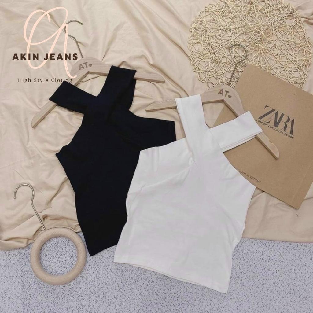 Áo Cổ Yếm Dây Chéo Sát Nách Form Croptop, Áo Yếm Ôm Body Tôn Dáng, Akin Jeans APX