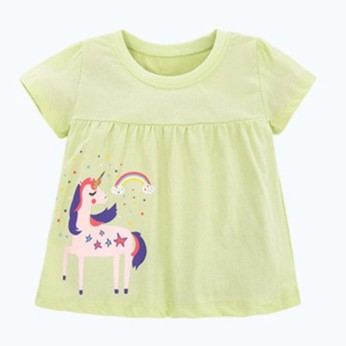 Mã 52026 áo hè bé gái màu xanh cốm in hình ngựa pony cầu vồng của Little Maven