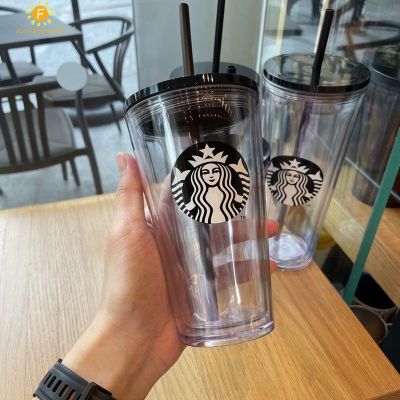 Bình Giữ Nhiệt Cao Cấp Starbucks Phiên Bản Giới Hạn Cà Phê Đen Trong Suốt 2 Lớp Dày Mùa Hè Lạnh Cốc Có Thể Tái Sử Dụng Holdheld Đơn Giản Ngoài Trời Starbucks Cốc FLOWERDANCE