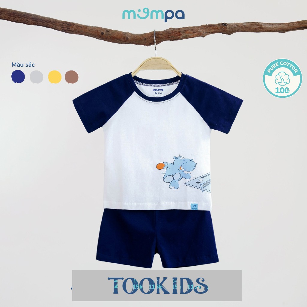 Bộ Cộc Tay Bé Trai Tookids in hình Hà Mã 100% Cotton Cao Cấp Thấm Hút Mồ Hôi, Mềm Mại, Thoáng Mát