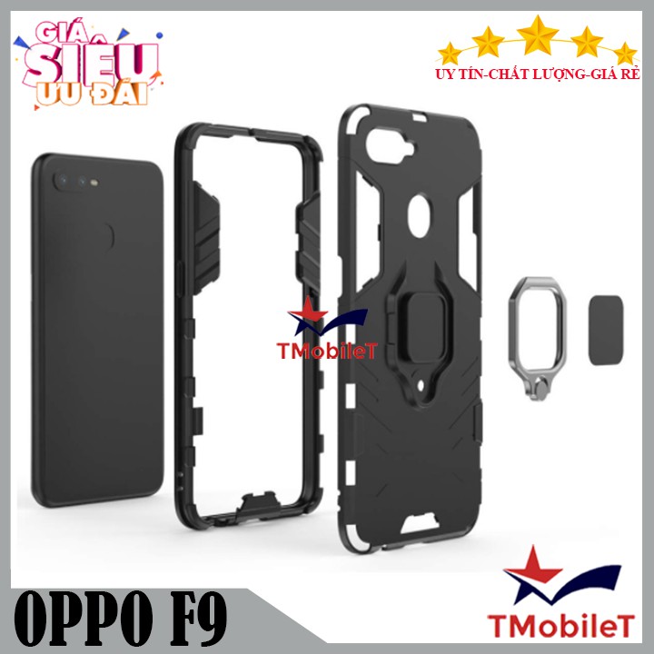 Ốp lưng OPPO F9 iRon Man, Ốp Nhựa PC cứng viền dẻo chống sốc gắn nhẫn Iring hổ trợ xem video