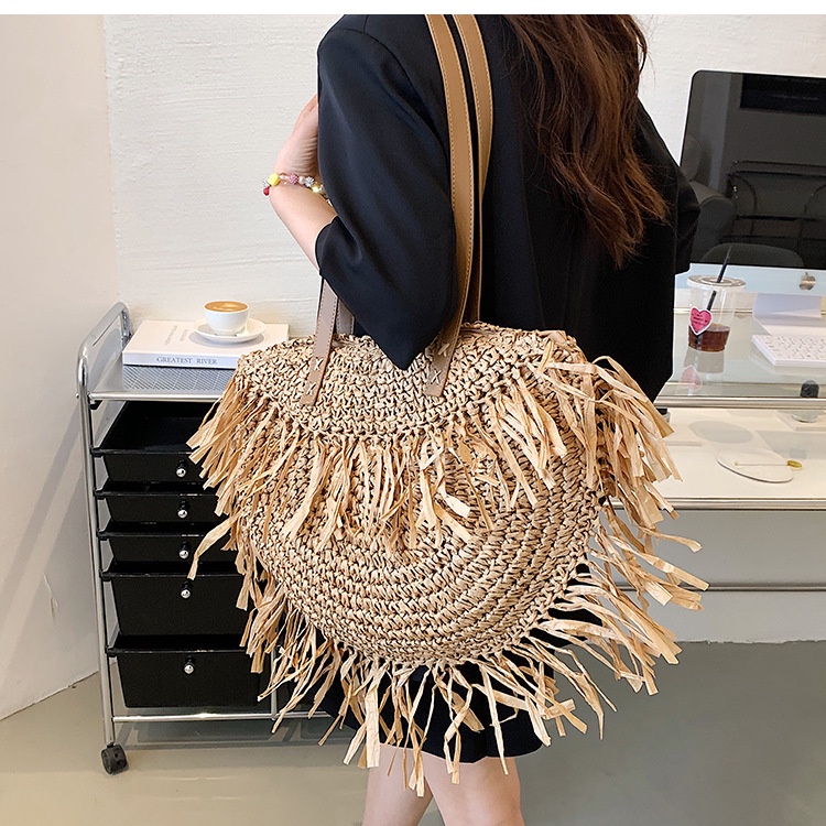 Túi Đeo Vai Đan Rơm Dung Tích Lớn Thời Trang Cho Nữ