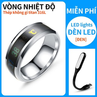 【Miễn phí Đèn LED】Nhẫn Cảm Biến Nhiệt Độ Nam Nữ, Đo Nhiệt Độ Cơ Thể