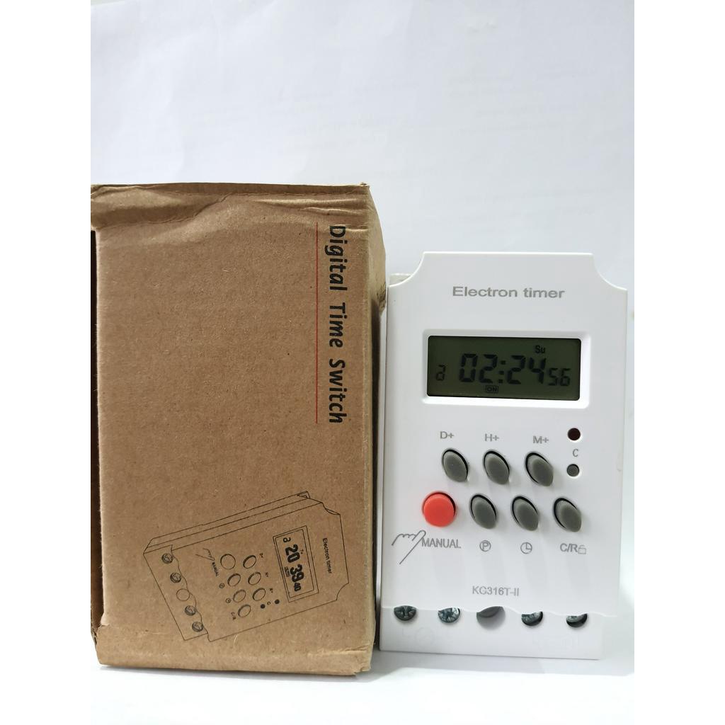 Công tắc hẹn giờ bật tắt luân phiên 16 lần trong 1 ngày công suất lớn 3000W 25A Digital time Switch KG316T PIN TỰ SẠC