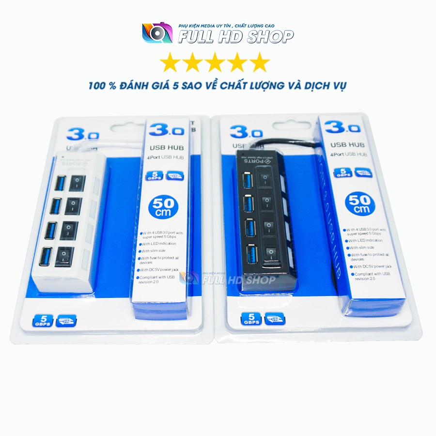 Bộ chia cổng USB 3.0 - Hub chia cổng USB tốc độ cao 4 cổng có công tắc - Full HD Shop | BigBuy360 - bigbuy360.vn