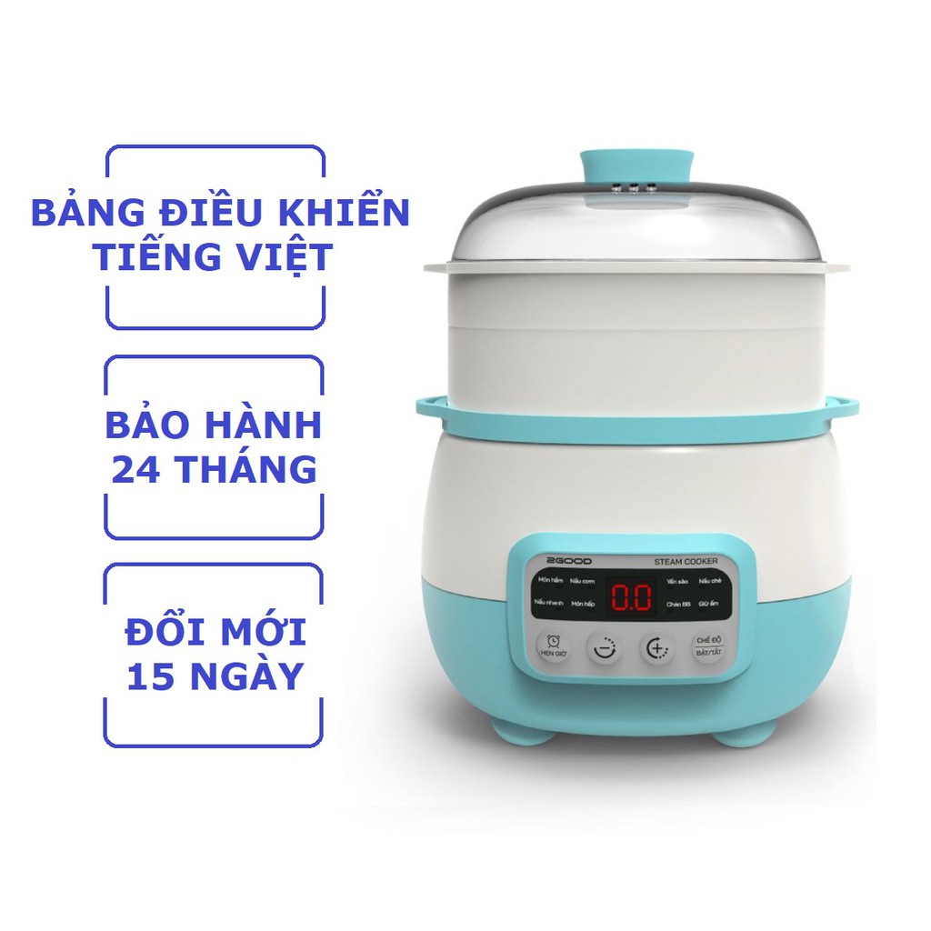 Nồi Hầm Cháo Cách Thủy 2GOOD A300 2 Tầng (3.1L), Bảo Hành 24 Tháng Chính Hãng