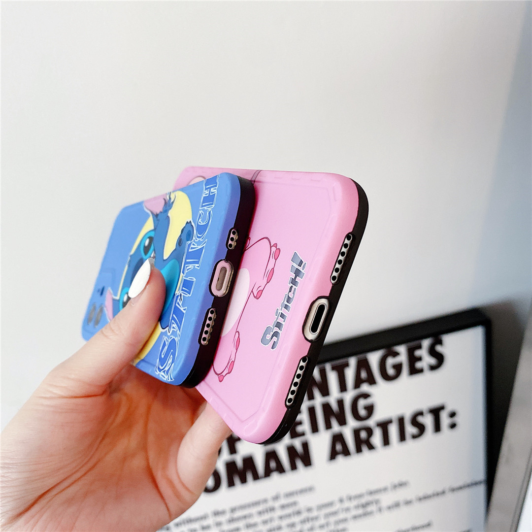 Soft Plastic Phone Cases Cute Couple cartoon Popular logo stitch Case suitable for iPhone12 mini 11 PRO MAX 7/8plus SE2020 X/XS XR XSMAX