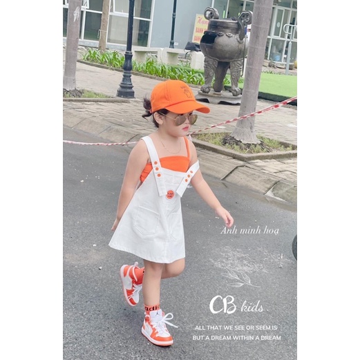 Set bộ yếm cam kèm nón cho bé gái