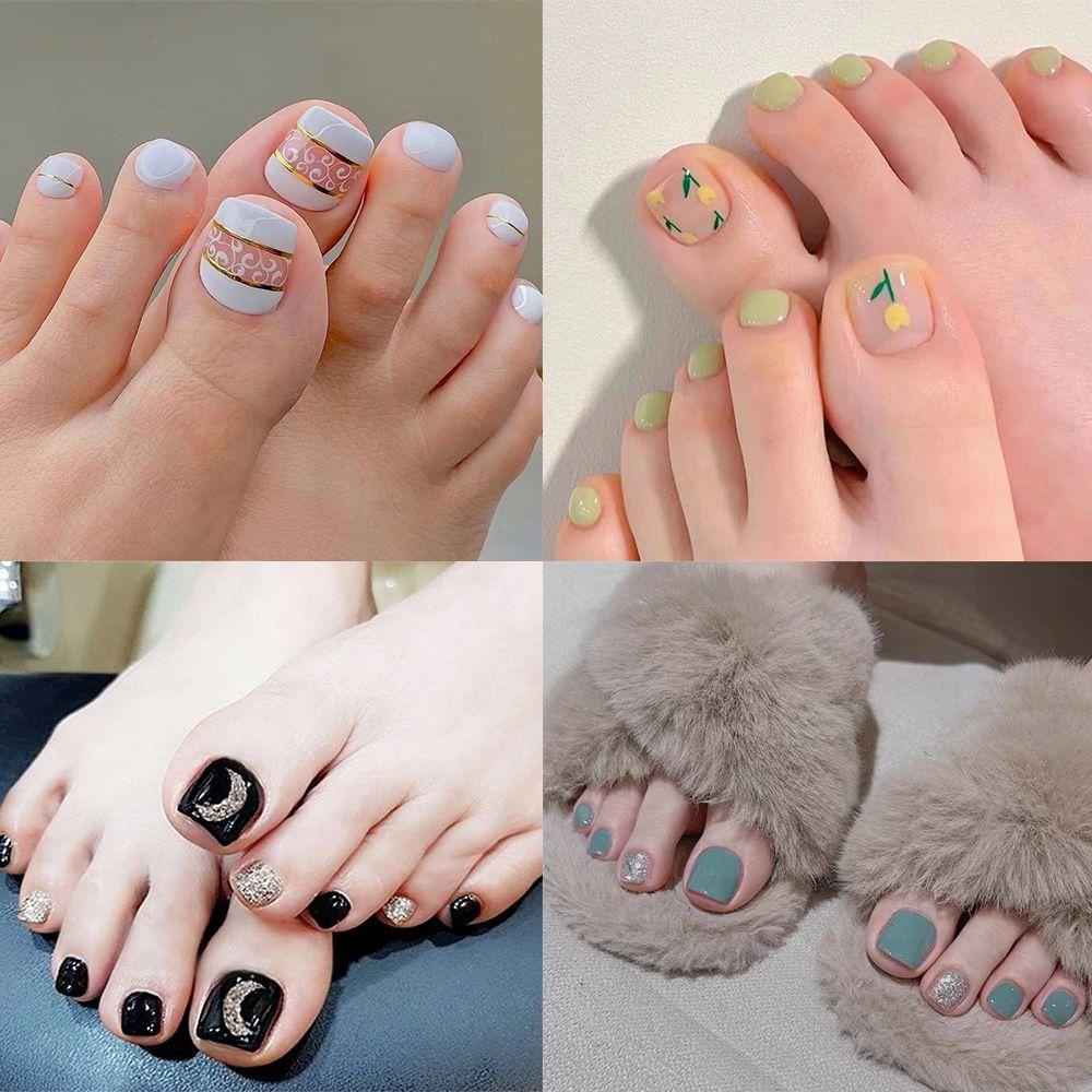 MIH Hộp 24 Móng Tay Giả Che Phủ Toàn Diện Đầu Vuông Tiện Dụng