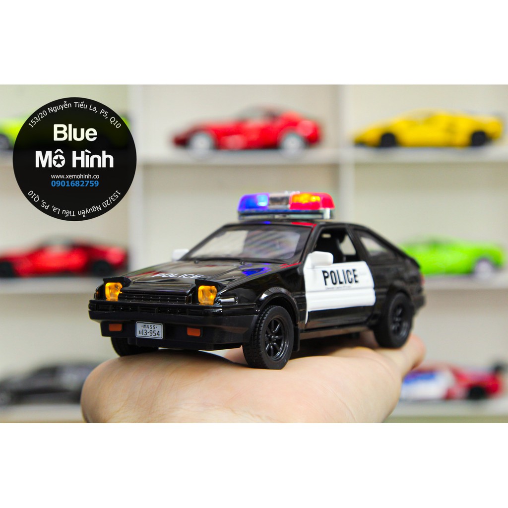 Blue mô hình | Xe cảnh sát mô hình Toyota AE86 Trueno Initial D police 1:32