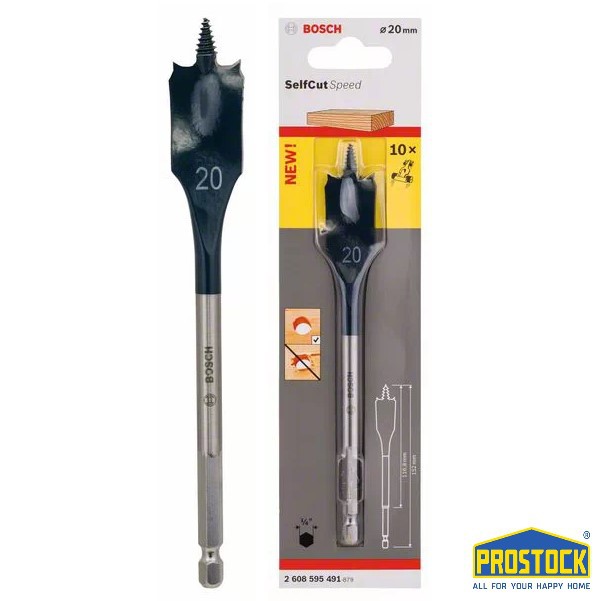 Mũi khoét gỗ đuôi cá SELFCUT 20x152mm - 2608595491 Bosch chính hãng PK MUK
