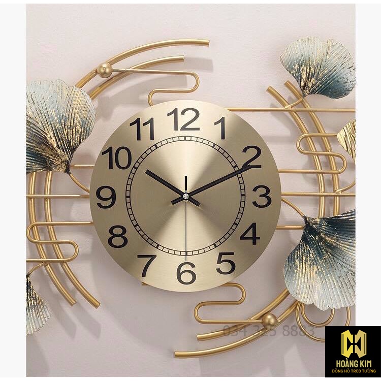 Đồng hồ treo tường Đồng hồ trang trí Decor lá Gingco cách điệu size 93x48cm