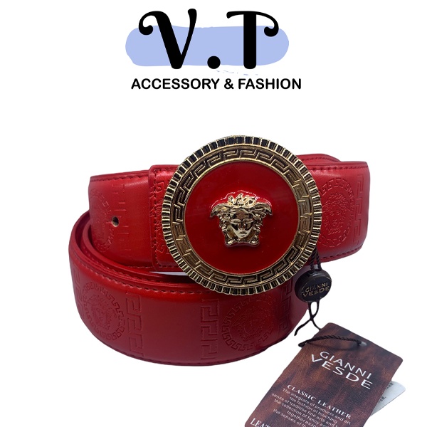 Thắt lưng nam, dây nịt mặt hình Versace sang trọng, thắt lưng da cao cấp