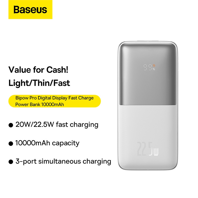 Sạc Dự Phòng Baseus Bipow Pro Digital Display Fast Charge Power Bank 10000mAh 20W/22.5W