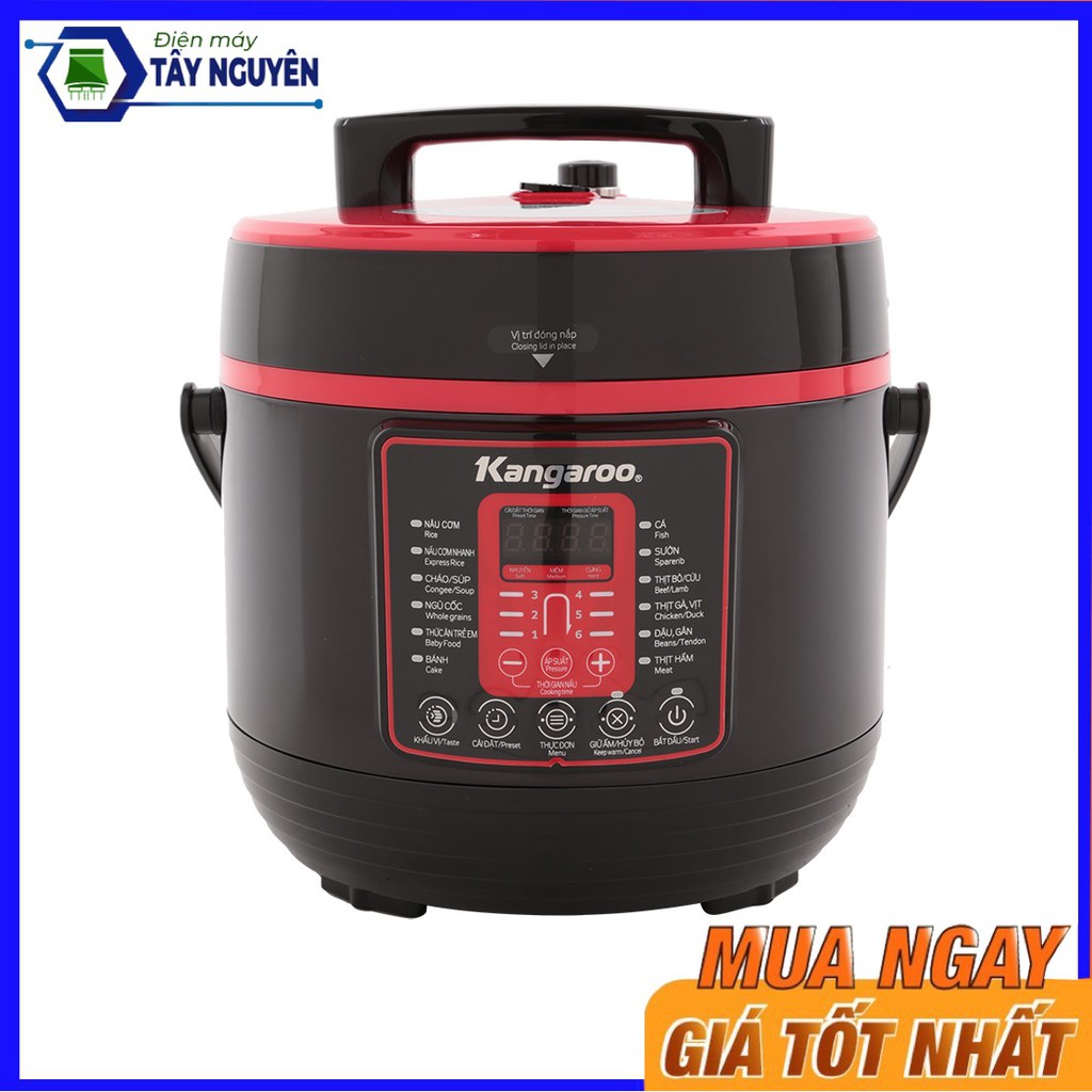 Nồi Áp Suất Điện Kangaroo KG6P2 (6L-1000W) - Nút cảm ứng - Dễ sử dụng - Hàng mới