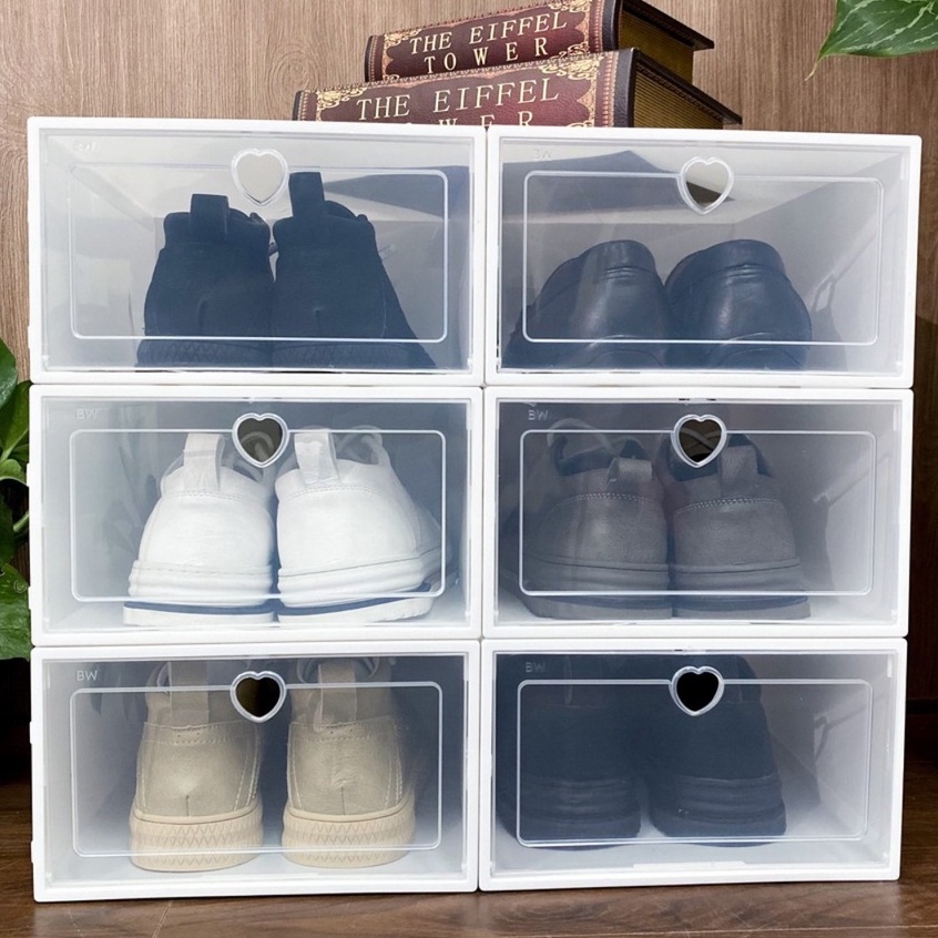 Hộp Đựng Giày Nắp Nhựa Cứng Trong Suốt, Tủ Đựng Để Giày Dép Size Lớn (Tặng Kèm Hút Ẩm)