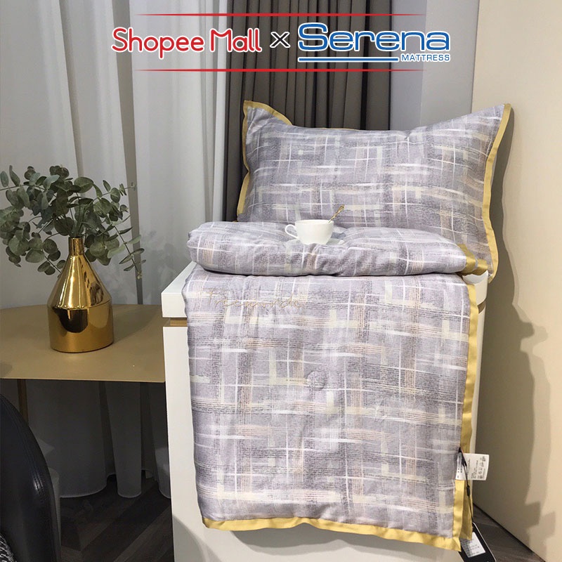 Ga giường 5 Món Lụa Tencel SERENA Chính Hãng Bộ Chăn Ra Grap Drap Trần Bông Cao Cấp Trải Bọc Giường Đẹp Full 5 Món