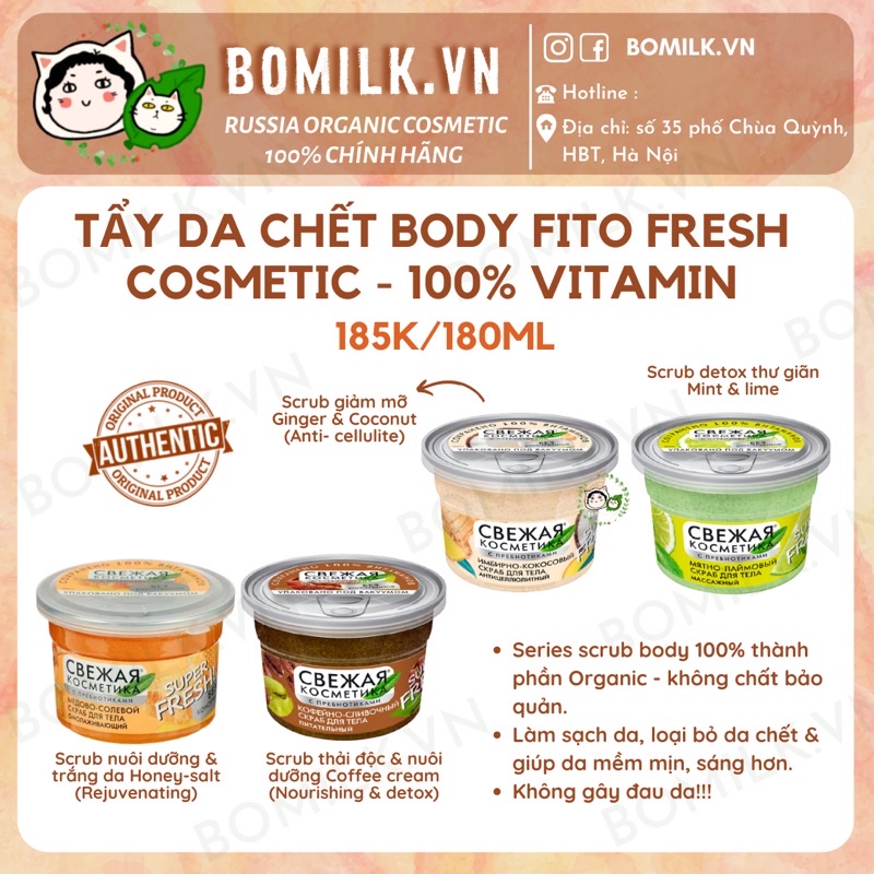 Tẩy da chết Body Fito Fresh Cosmetic - làm sạch, sáng mịn da