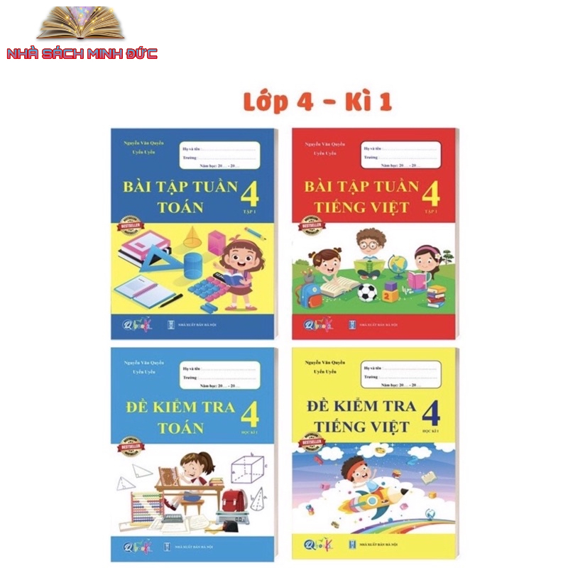 Sách - Combo 4 cuốn Bài Tâp Tuần và Đề Kiểm Tra Toán - Tiếng Việt Lớp 4- Học Kì 1 (4 cuốn)