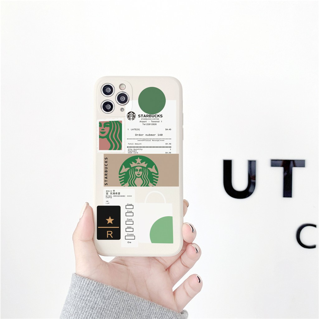 Ốp lưng iphone - Ốp iphone Starbucks cạnh vuông 6/6plus/6s/6splus/7/7plus/8/8plus/x/xs/11/12/pro/max/plus/promax