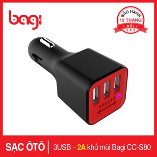 Phụ Kiên  Ôtô 💖 𝘍𝘳𝘦𝘦𝘴𝘩𝘪𝘱 💖 Củ sạc Ôtô 3USB – 3.1A khử mùi Bagi CC-S80 - Sp33