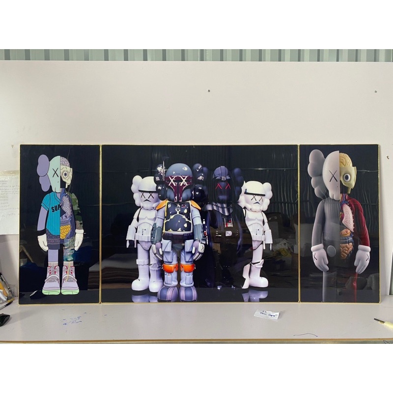 Tranh tráng gương cao cấp gấu kaws/ bearbrick