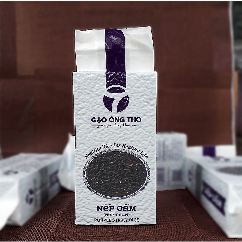 Gạo Nếp Cẩm - Gạo Ông Thọ Túi 1Kg - Sữa chua nếp cẩm, xôi, chè, thơm ngọt mềm dẻo.