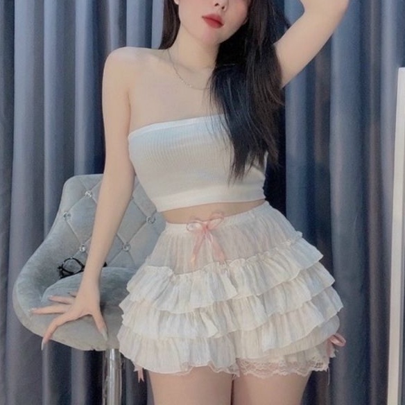 Quần Shorts Ren bèo 3 tầng QC cao cấp siêu Xinh