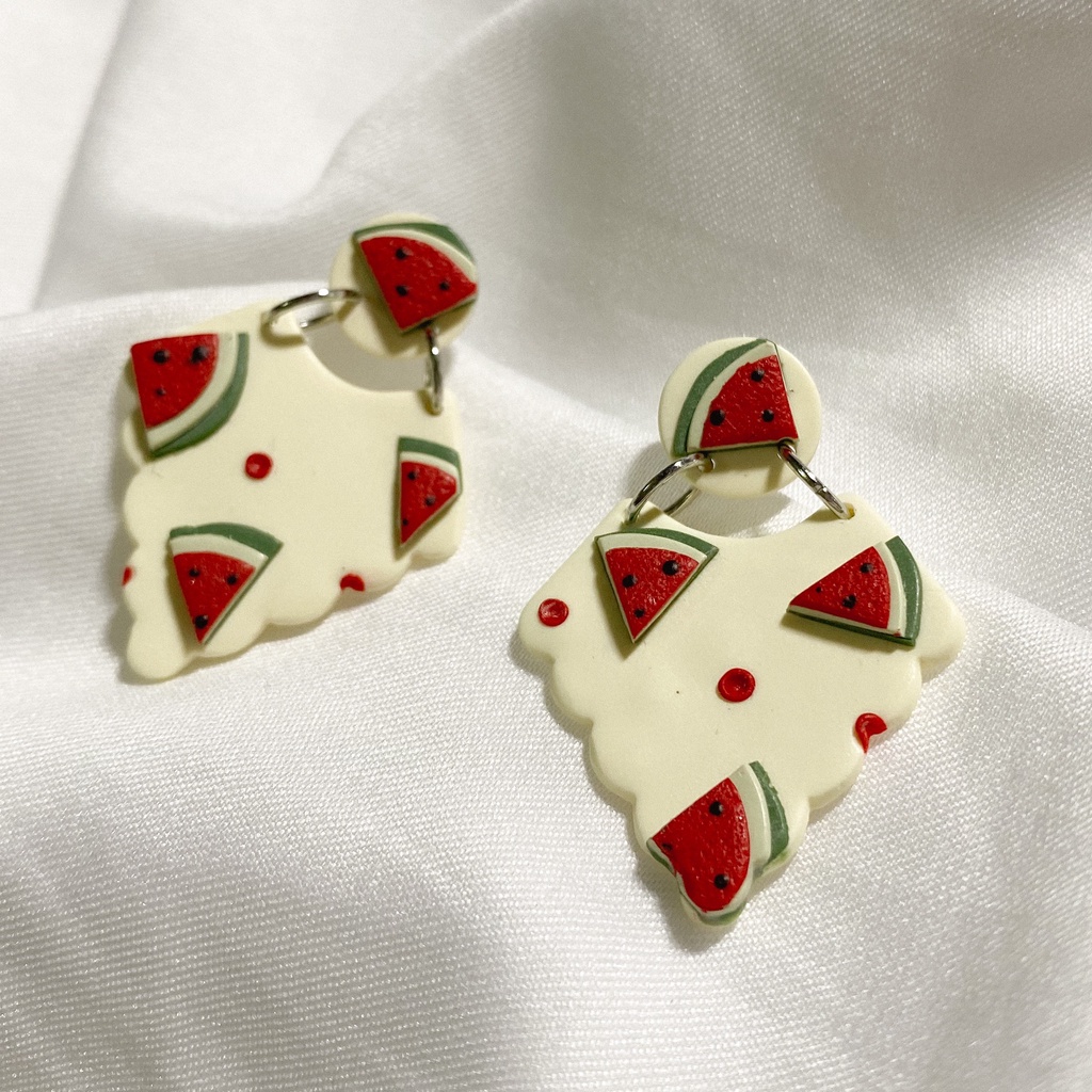 Khuyên tai đất sét nung Polymer Clay (Watermelon)