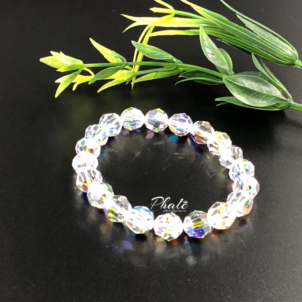 Vòng Tay Pha Lê Tròn Trắng 08mm Được Thiết Kế Từ Pha Lê Swarovski