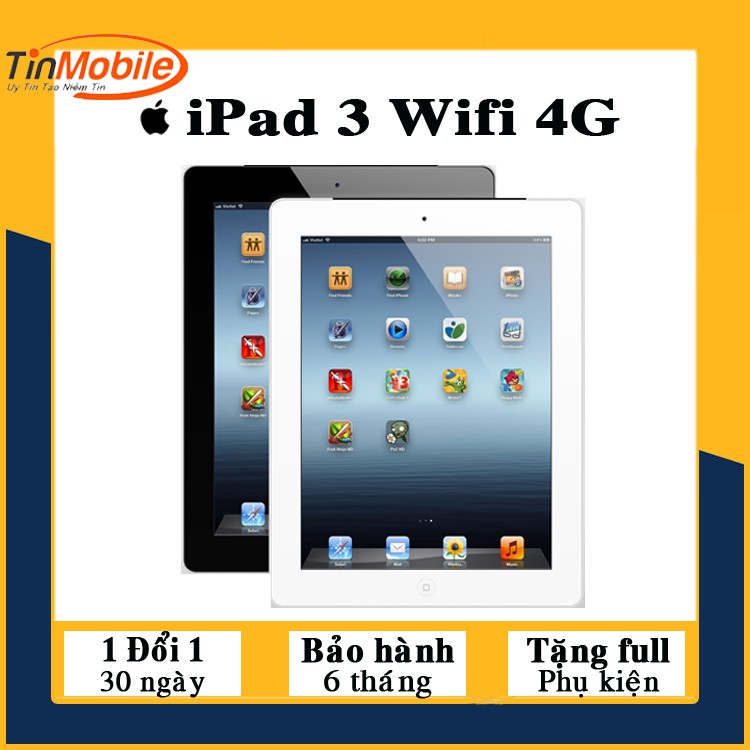 Máy Tính Bảng iPad 3 - 64Gb/ 32Gb/ 16Gb Chính hãng -Zin Đẹp 99% -Pin trâu -Màn đẹp