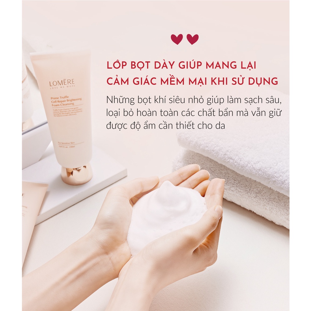 Sữa rửa mặt Dưỡng trắng Lomere Prime Truffle Cell Repair Brightening Foam Cleansing - Hàn Quốc Chính Hãng