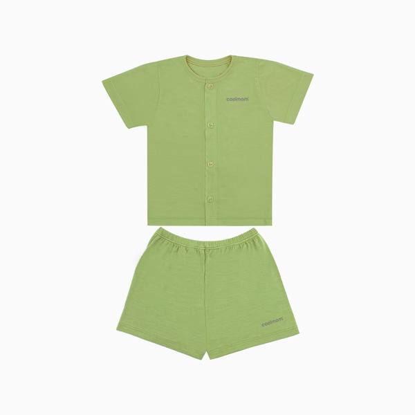 Bộ cộc tay cài giữa Coolmom chất liệu sợi tre cao cấp màu xám fog size 9M / CM-0016-9M-XF
