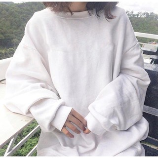 ÁO SWEATER TRƠN CHẤT NỈ LÓT BÔNG MÀU TRẮNG - SWEATER UNISEX - MM