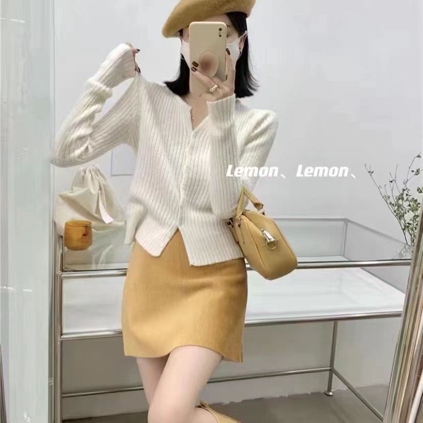 Áo Khoác cardigan Dệt Kim Cổ Chữ V Thời Trang Hàn Quốc